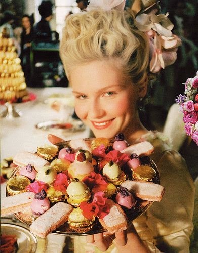 Christine Dunst as Marie Antoinette with creations from Ladurée
